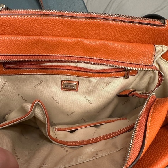 Guess Orange Satchel Top Handle Purse - Picture 13 of 16